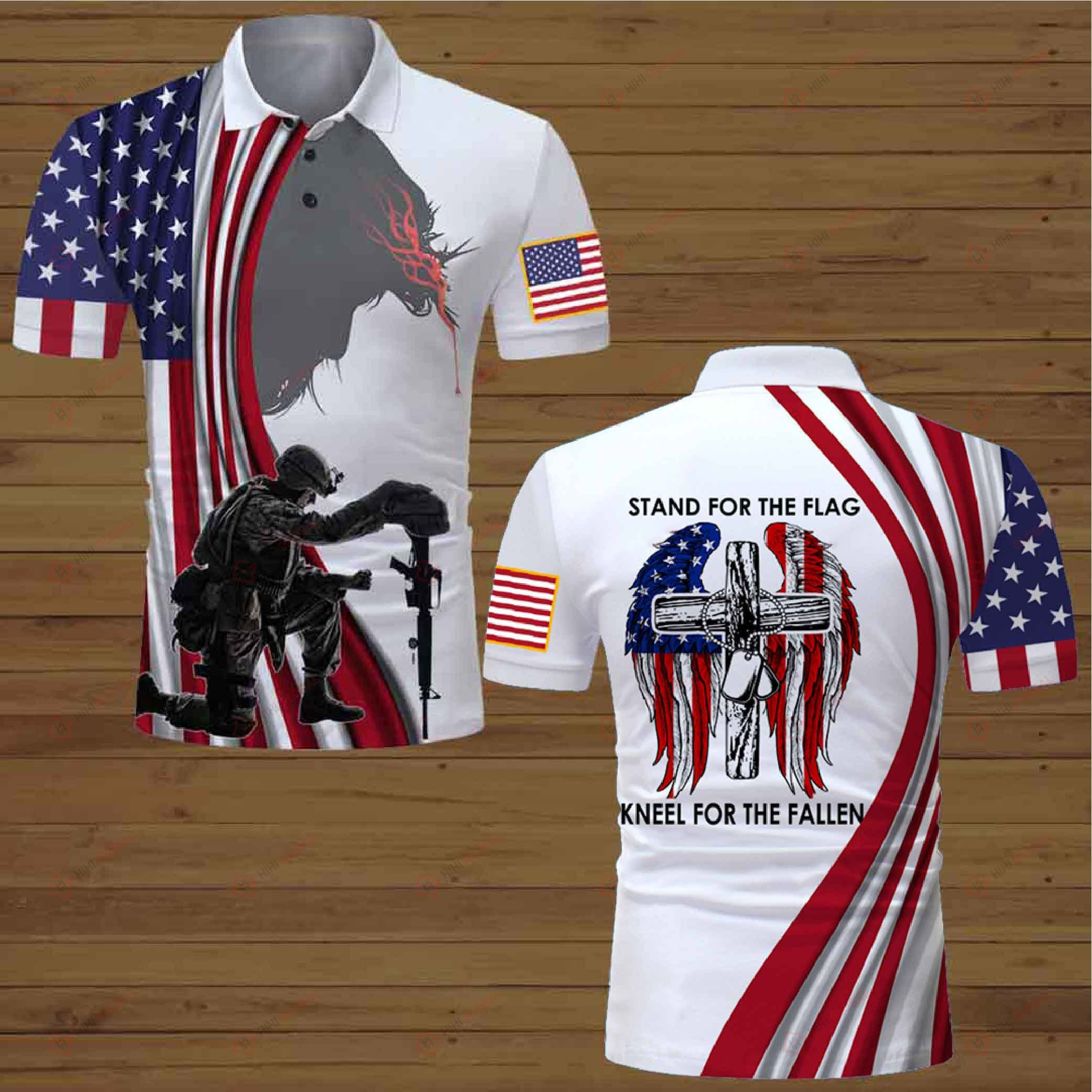 US Veteran Polo Shirt Jesus Christian Stand For The Flag Kneel For The ...